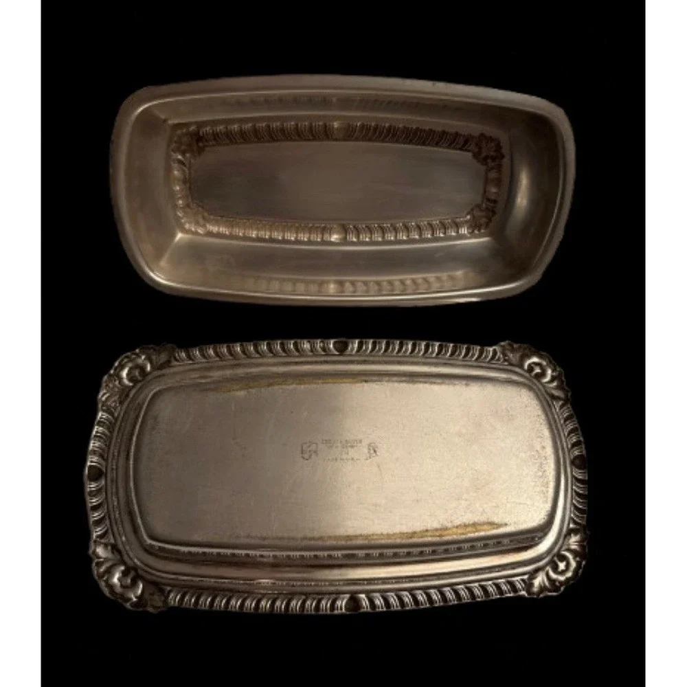 3 piece butter dish English Silvet MFG‎ Corp 391 Made in USA Vintage
